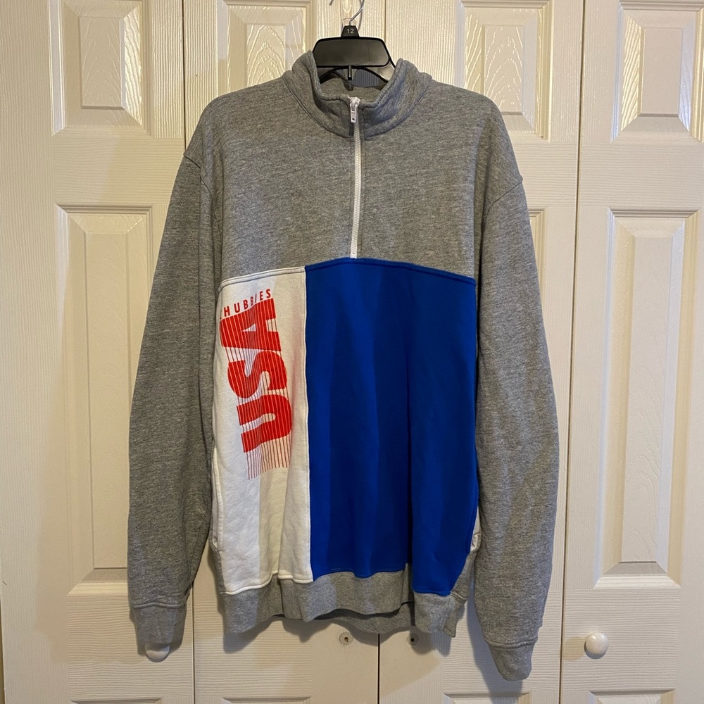 chubbies Grey, Blue & White USA Half-Zip Pullover